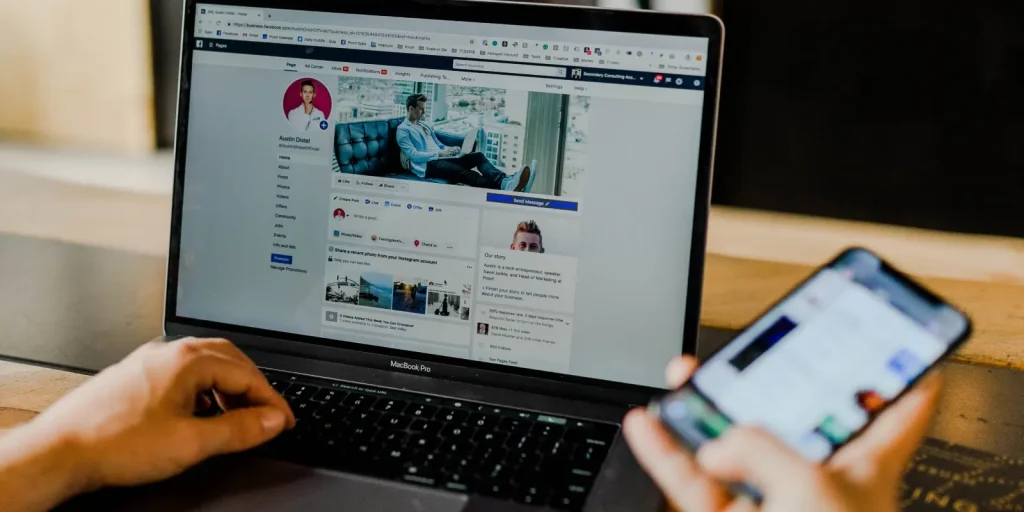 Small business owner creating Instagram promotions on mobile device.